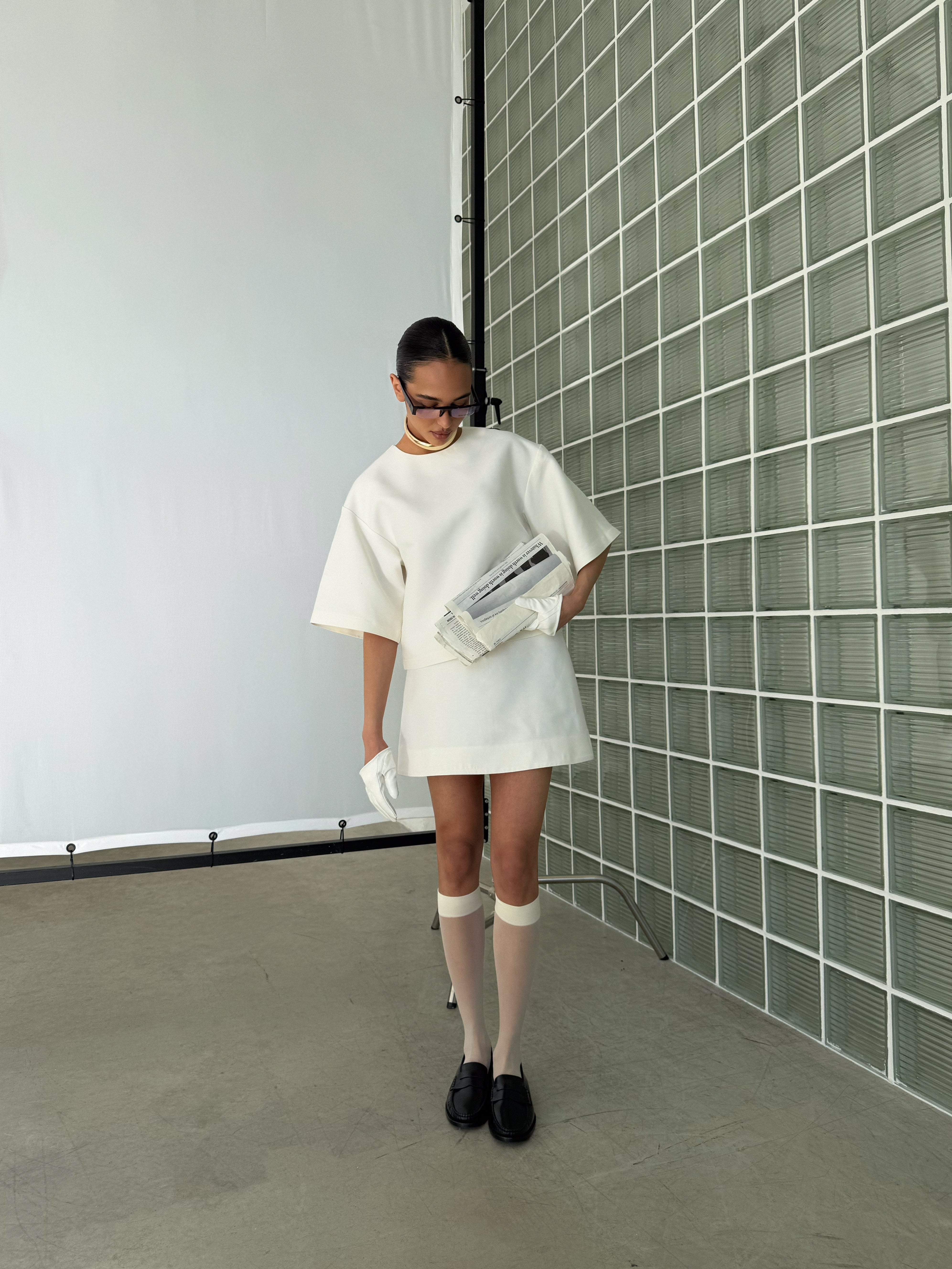 A-line skirt with clean lines and a mid-rise fit