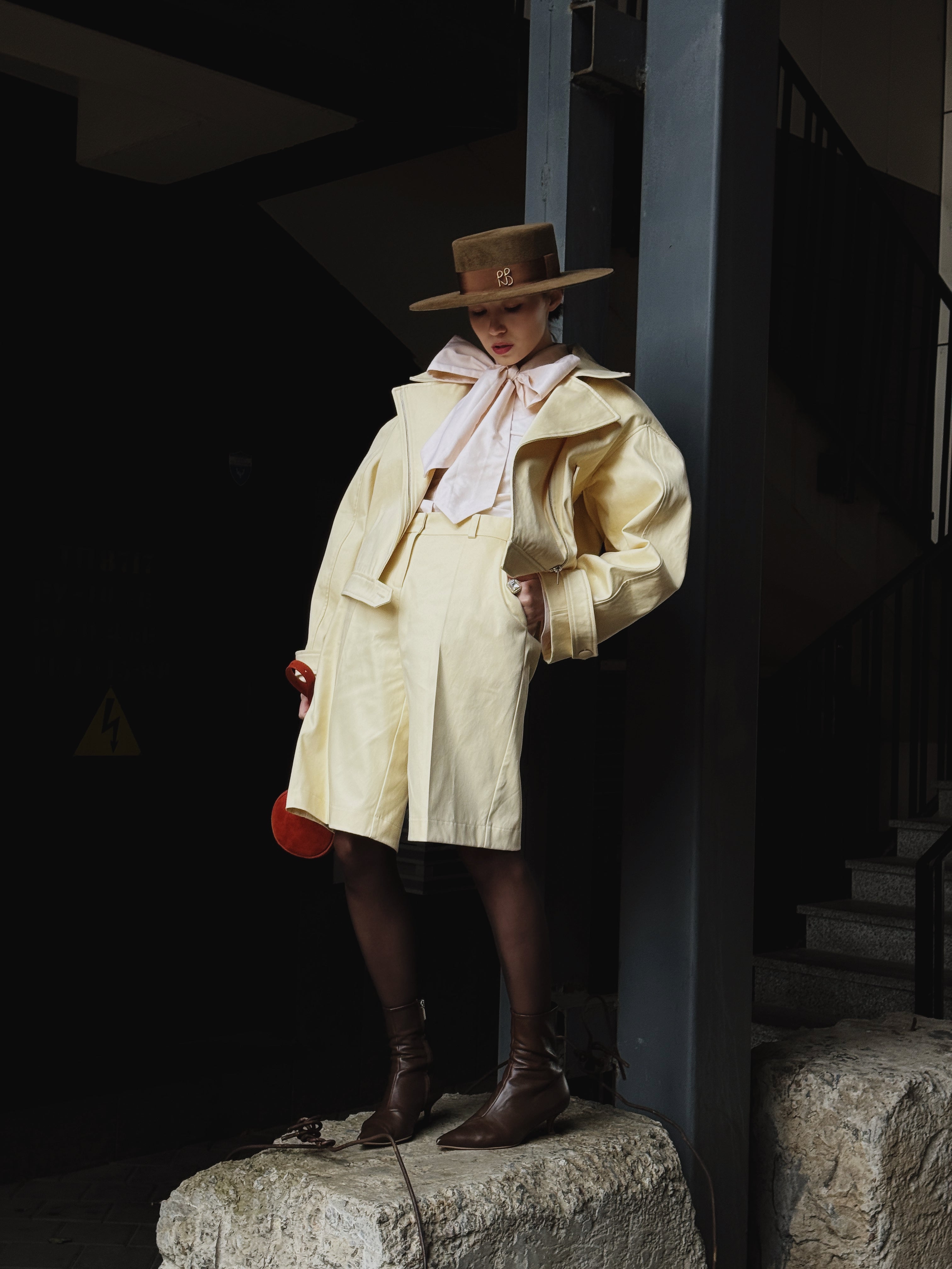 Butter Yellow Cotton Bow Blouse