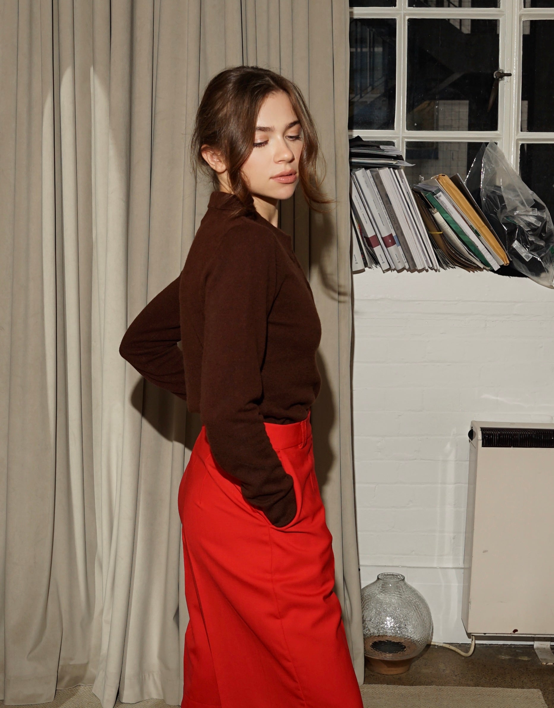 PURE MERINO WOOL POLO JUMPER
- Deep Brown