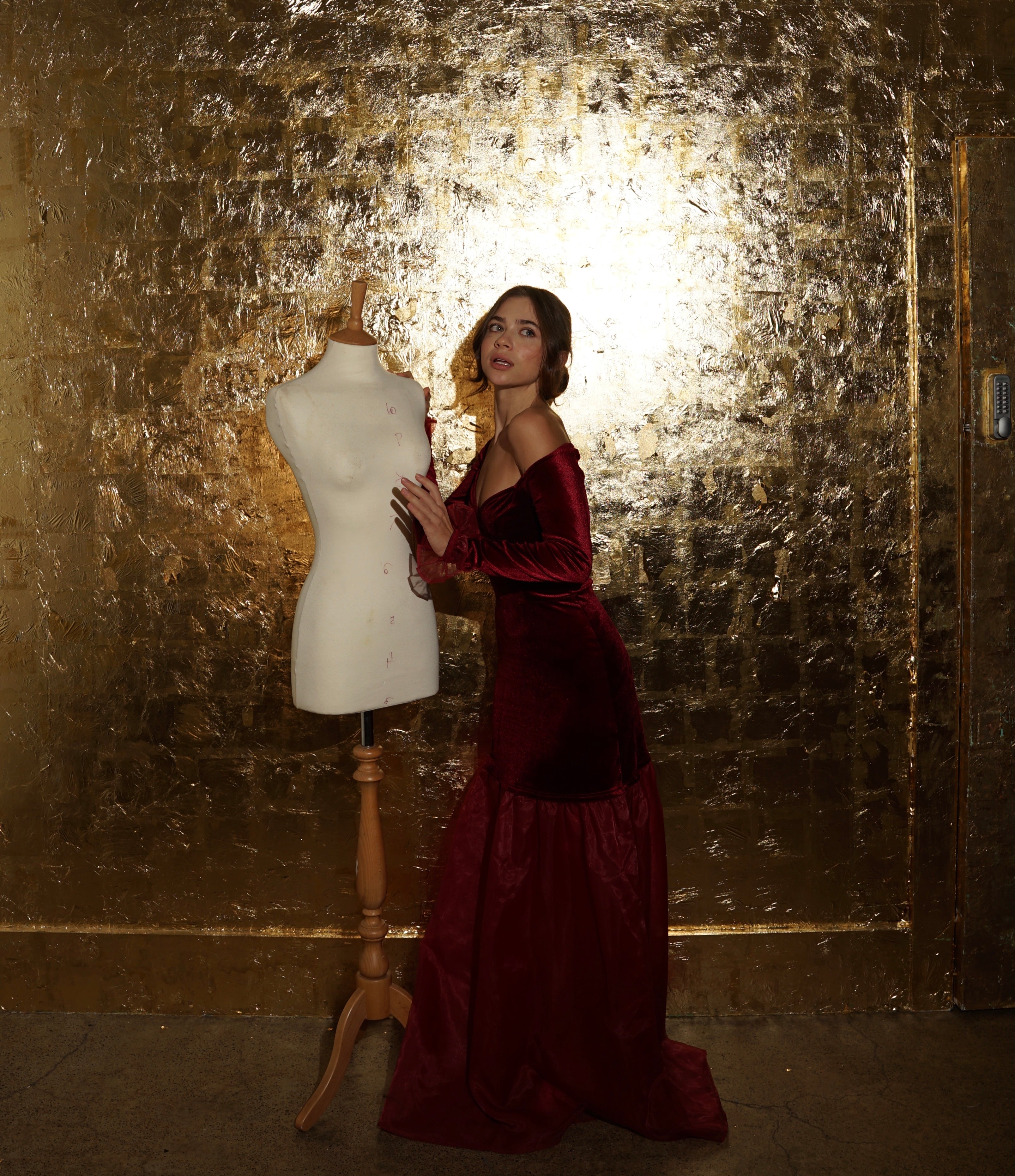 Velvet Off-Shoulder Maxi Dress