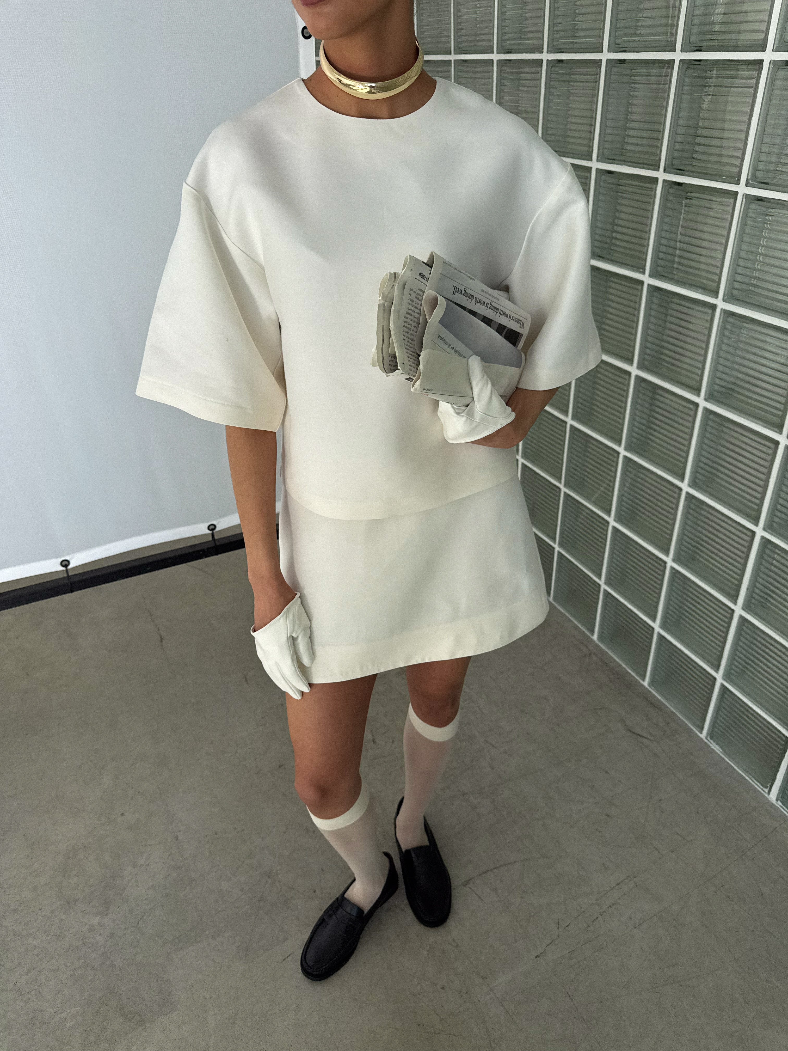 A-line skirt with clean lines and a mid-rise fit