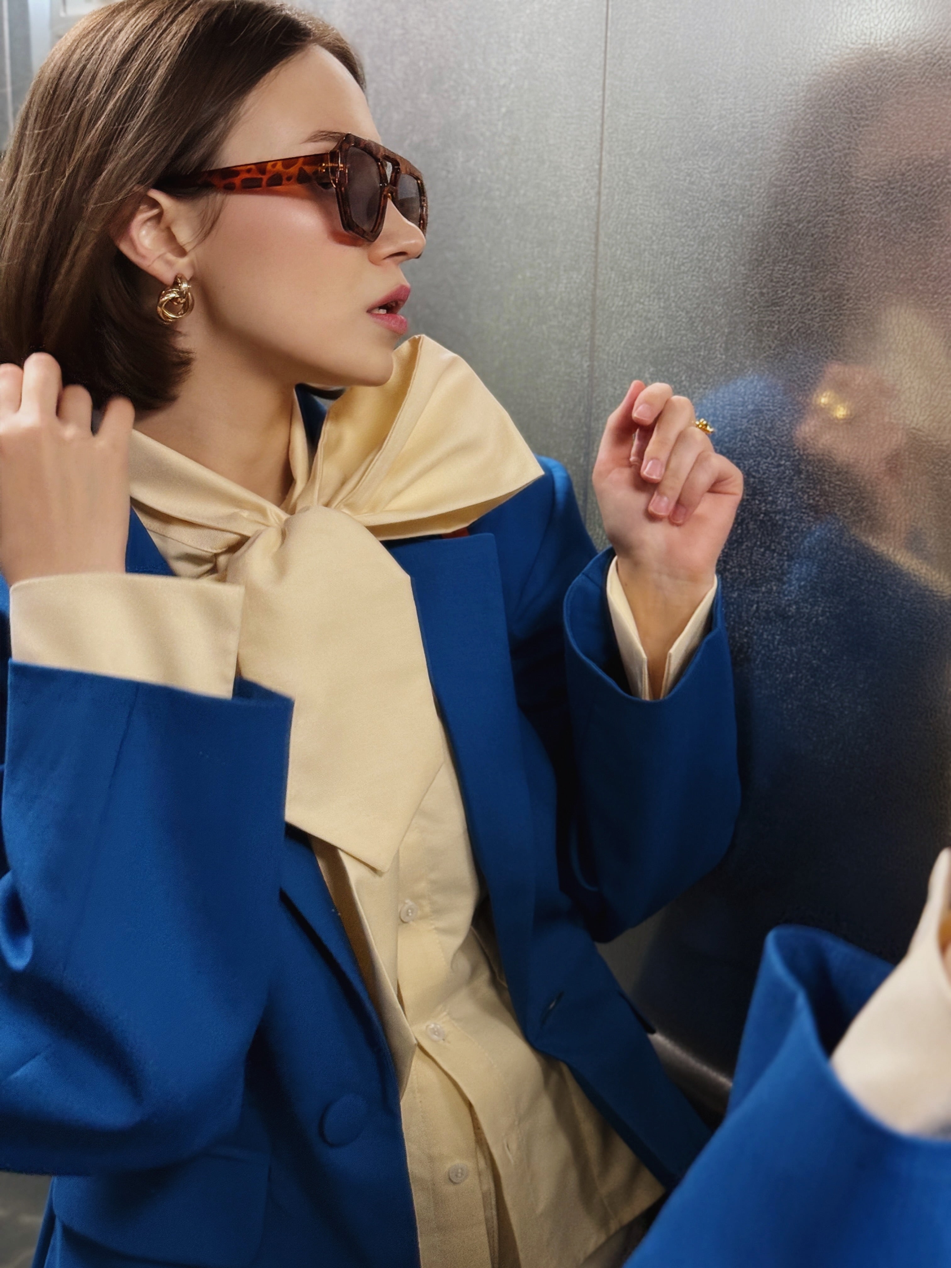 Butter Yellow Cotton Bow Blouse