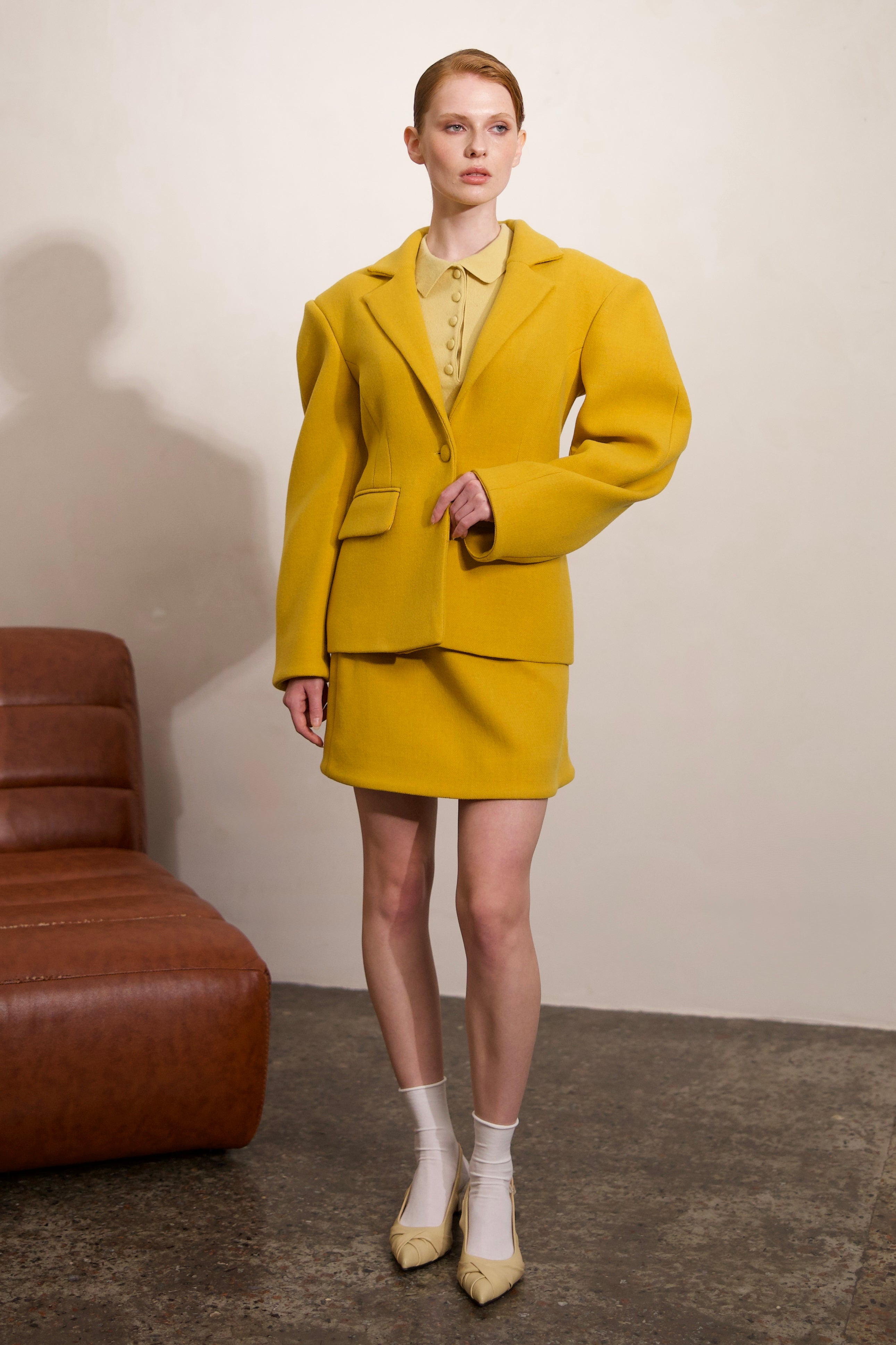 STRUCTURED WOOL COAT BLAZER WITH STATEMENT SLEEVES