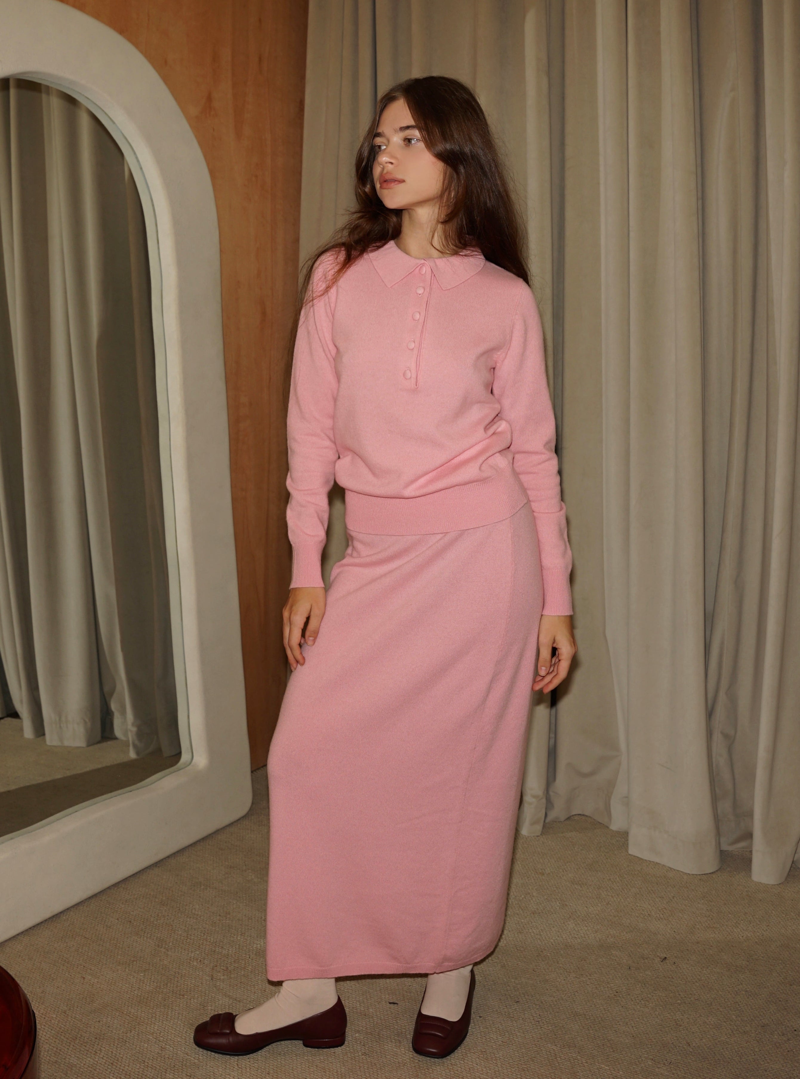 PURE MERINO WOOL SKIRT - Soft Pink