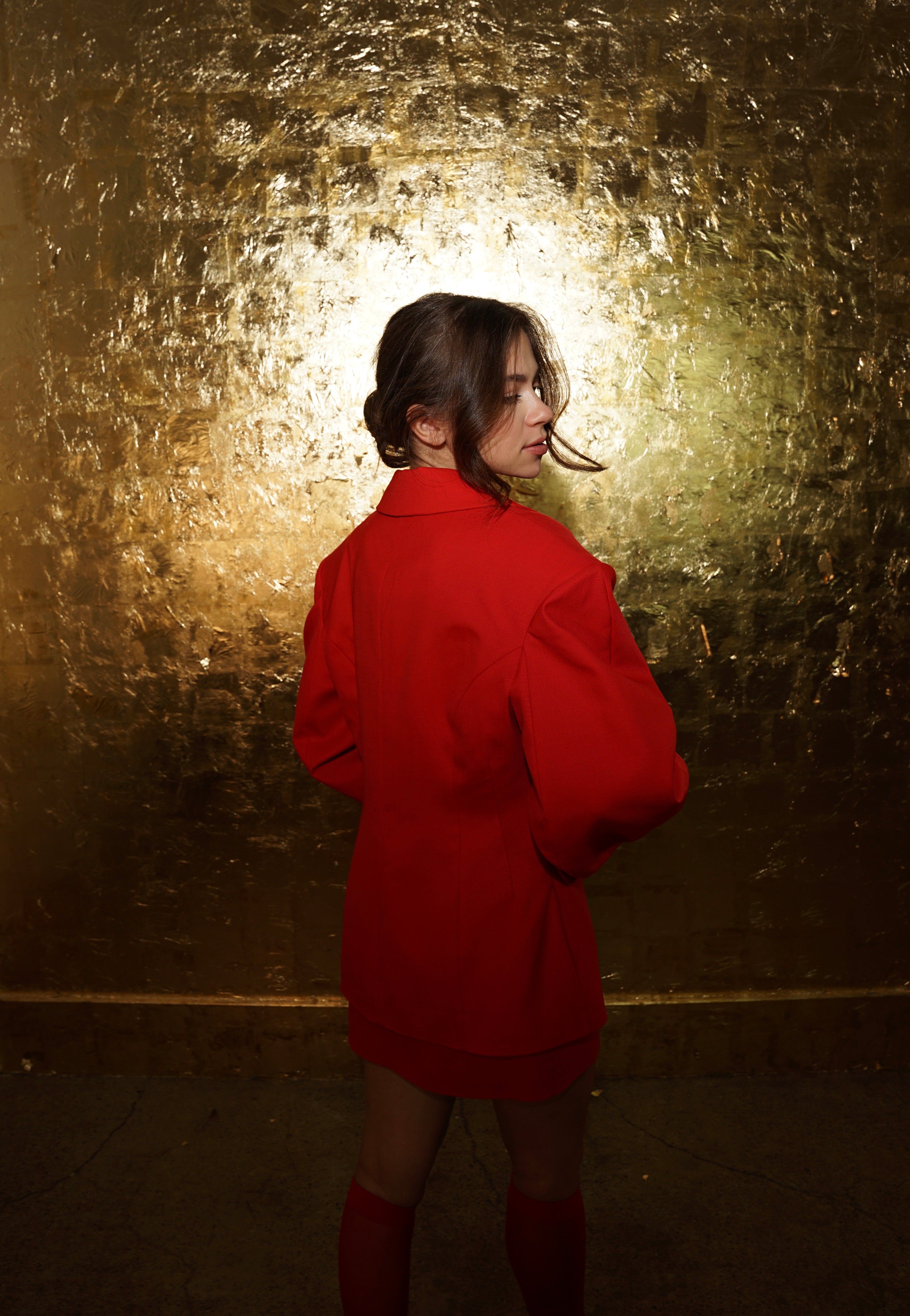 Classic Red Wool Skirt