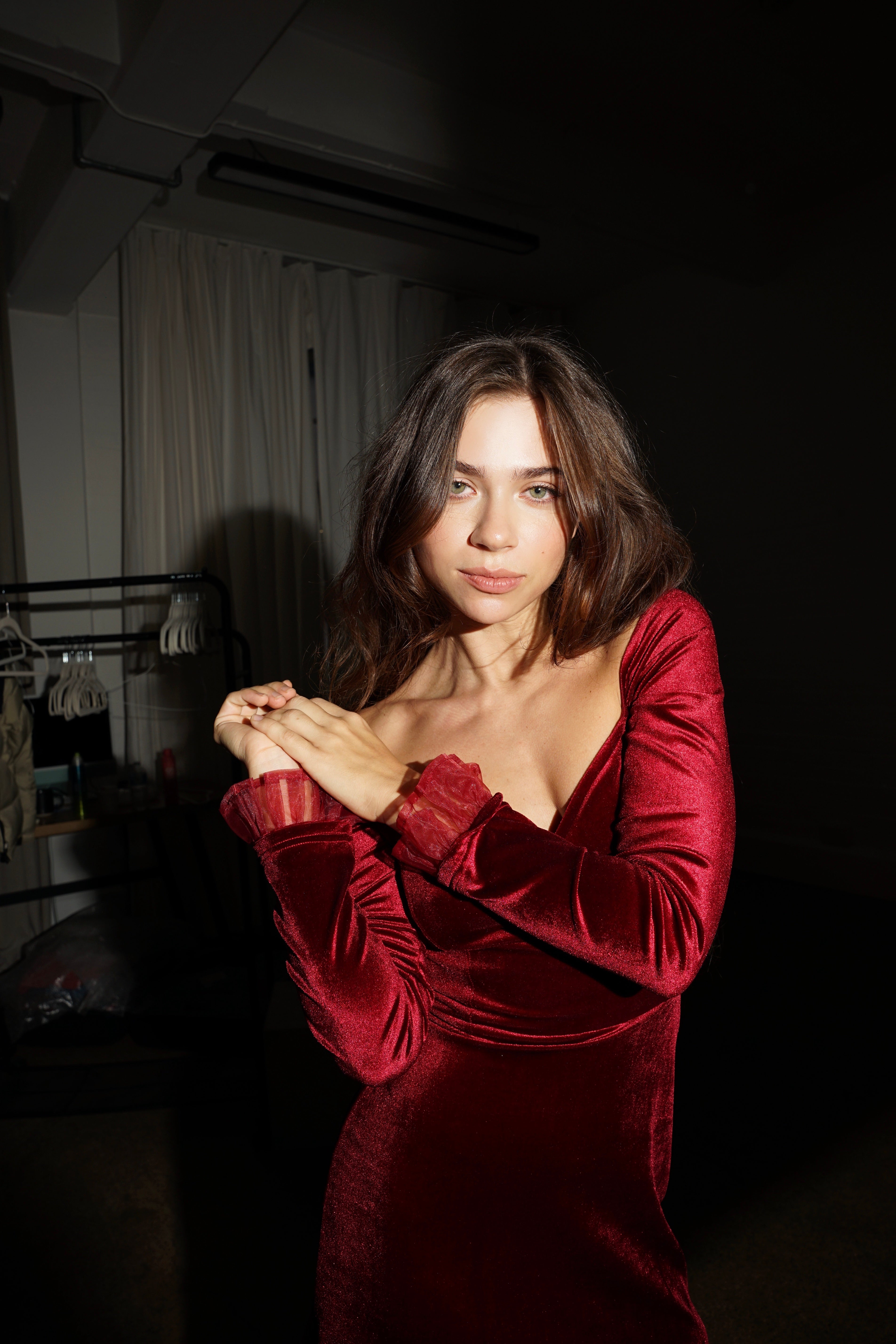 Velvet Off-Shoulder Maxi Dress