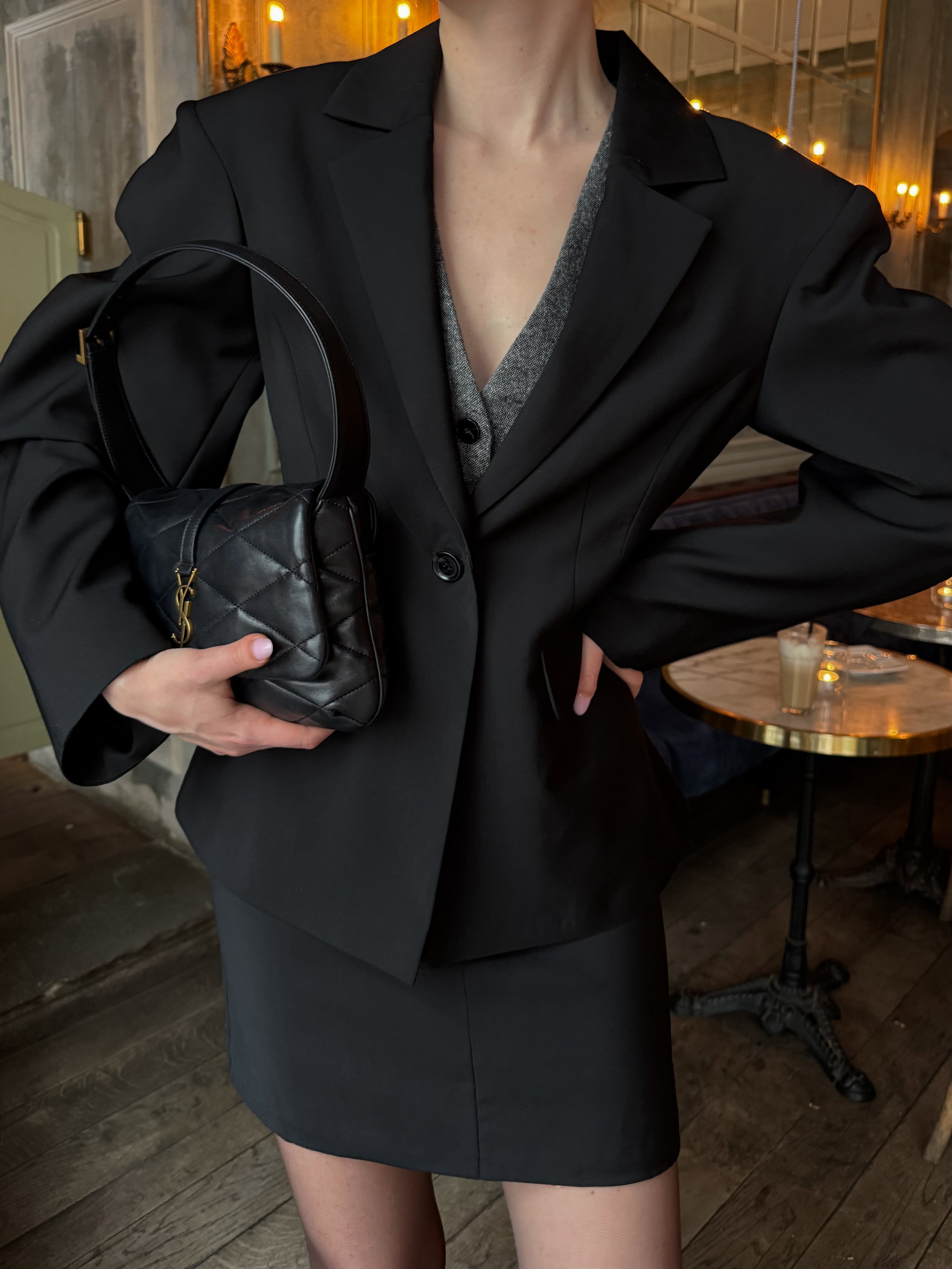 Classic Black Wool Skirt