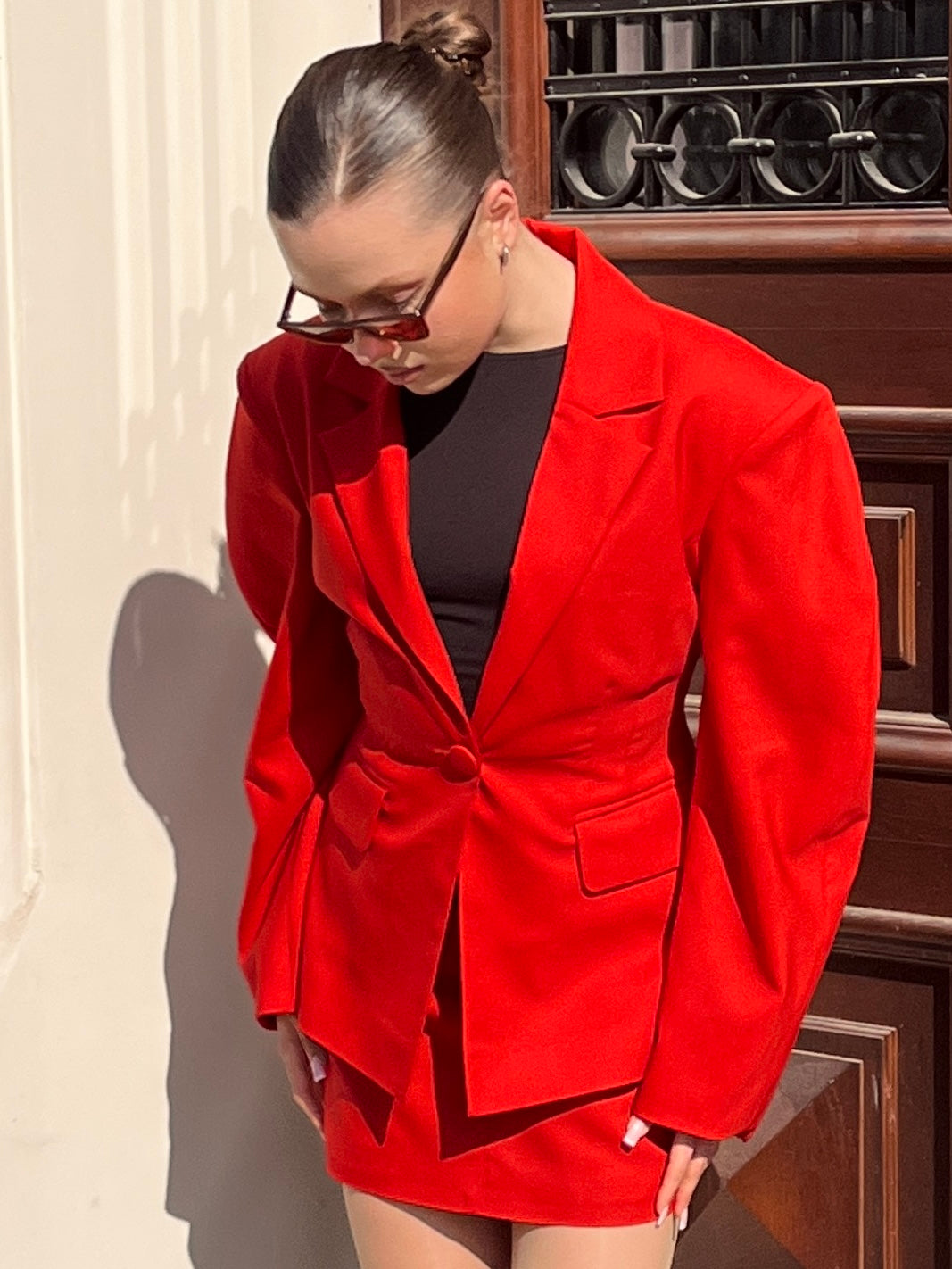 Classic Red Wool Skirt