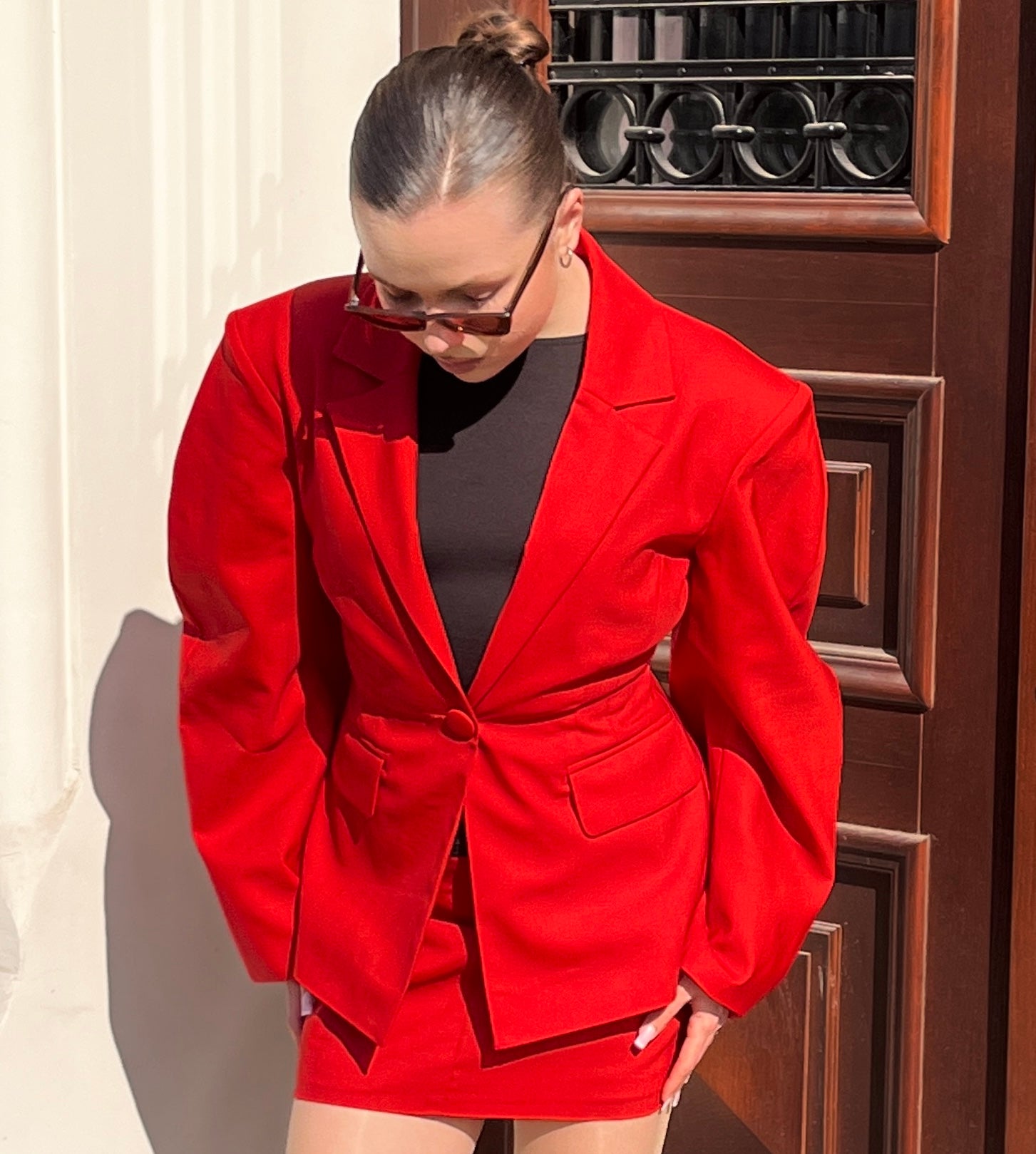 Classic Red Wool Skirt