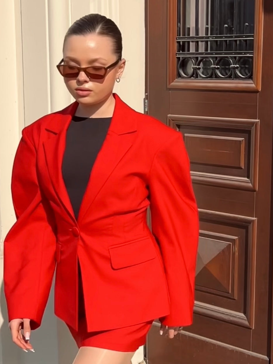 Classic Red Wool Skirt